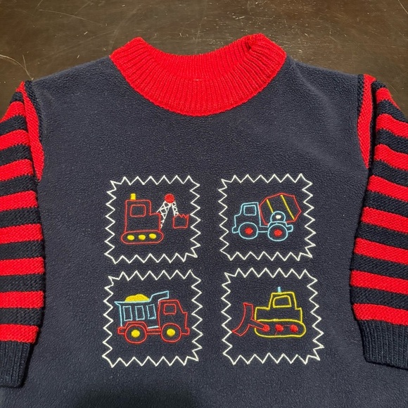 Vintage Kids Fleece Truck Mockneck Pullover Sweatshirt Sweater Size 18 Months - Picture 2 of 4